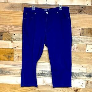 Izod size 14 Royal Blue Color High Waisted Stretchy Soft Denim Capris